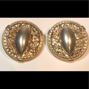 Marino vintage ornate clip earrings goldtone